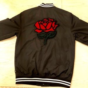 VANS Off The Wall 66 champs varsity ROSE jacket SIZE Small Black Red Green White